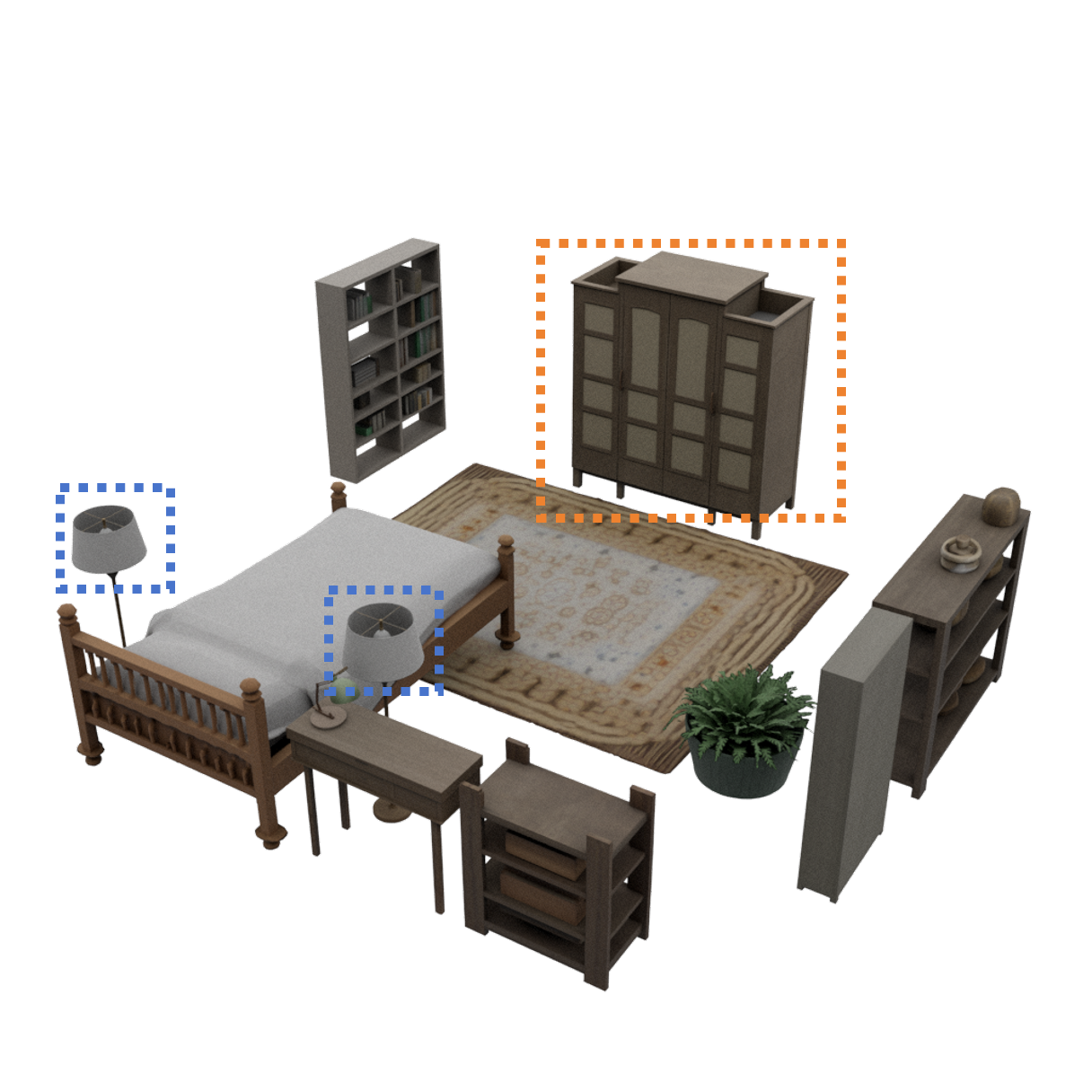 Oblique view - bedroom